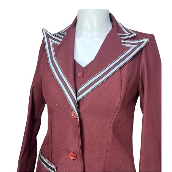 VTG 70's Burgundy Brown Watts Doin Blazer & matching Vest VTG Sz 7/8 - Picture 2 of 16